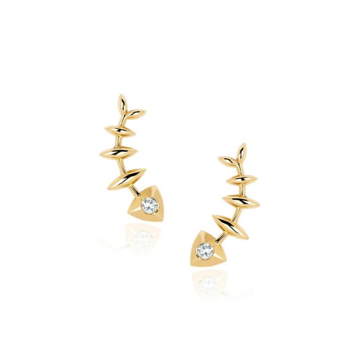 Logan Hollowell - Single Diamond Fishbone Earcuff