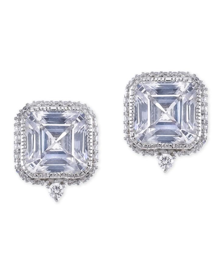 Cz By Kenneth Jay Lane - Asscher Cut Pierced Stud Earring