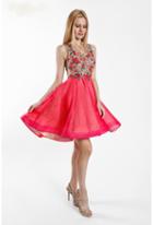 Terani Evening - 1721h4575 Floral Illusion Bateau A-line Dress