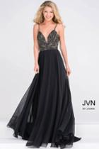 Jovani - Spaghetti Strap Embellished Bodice Chiffon Dress Jvn49647