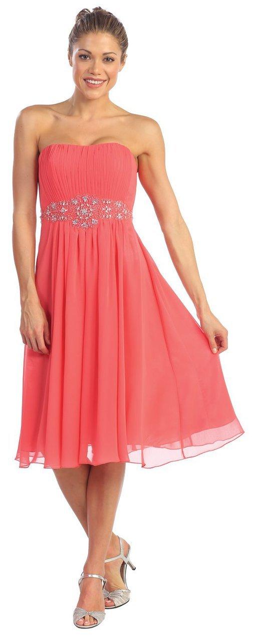 Dancing Queen - 8569 Pleated Strapless Cocktail Dress
