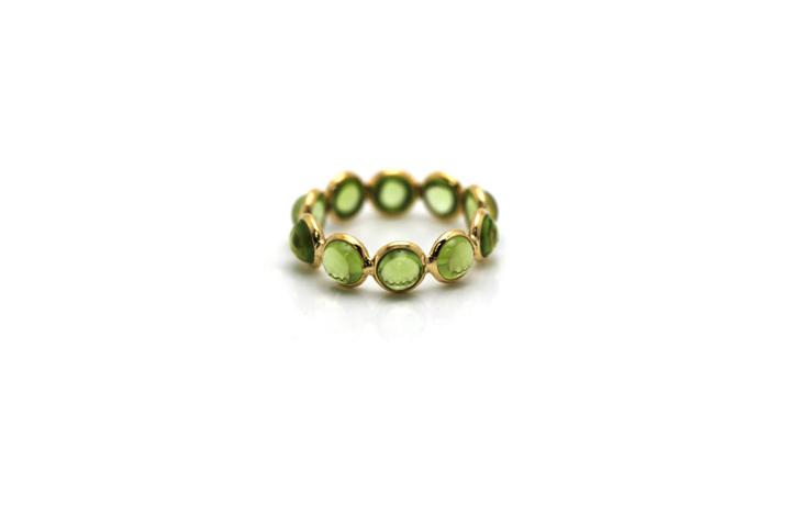Tresor Collection - Peridot Round Stackable Ring Bands In 18k Yellow Gold