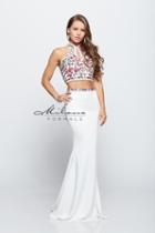 Milano Formals - Floral Beaded High Neck Crop Top With Keyhole Fit And Flare Two Piece Long Dress E2116