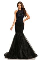 Johnathan Kayne - 8030 Halter Crystal Embellished Mermaid Gown