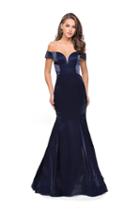 La Femme - 25764 Two Tone Off-shoulder Satin Mermaid Dress