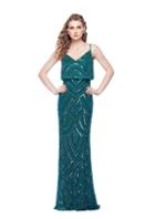Primavera Couture - 1274 Scallop Motif Sheath Evening Dress