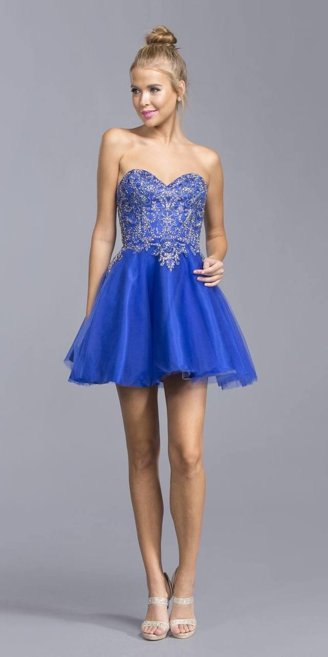 Aspeed - S2040 Embellished Strapless A-line Cocktail Dress