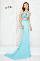 Angela And Alison - Exquisite Beaded Illusion Jewel Neck Two-piece Jersey Dress 771095