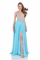 Terani Couture - Pearl Encrusted Illusion Evening Gown 1612p0502a