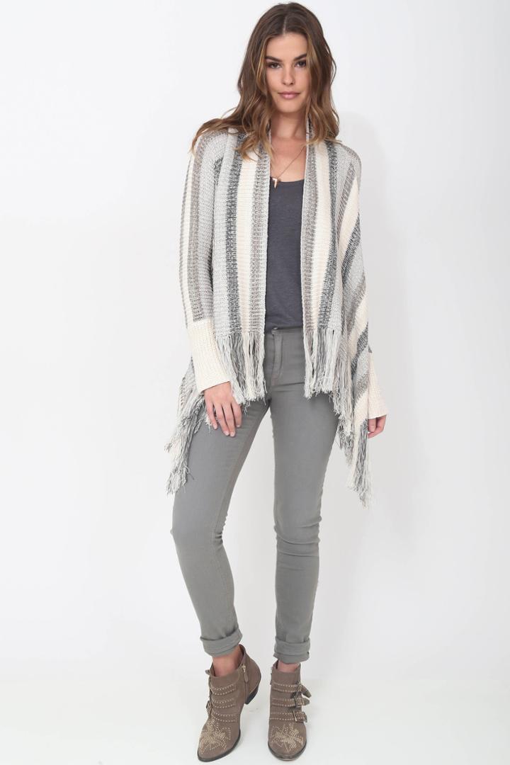 Goddis Fifi Fringe Sweater In Mooncrest