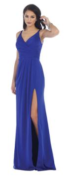 Shoulder Strap Pleated Dress With High Front Slit