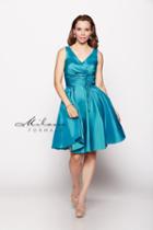Milano Formals - Sleeveless V Neckline Ruched Waist Taffeta Cocktail Dress