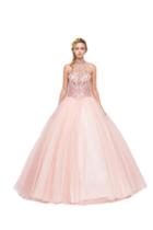Eureka Fashion - Beaded Illusion High Halter Ballgown