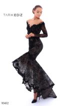 Tarik Ediz - 93432 Beaded Lace High Low Trumpet Dress