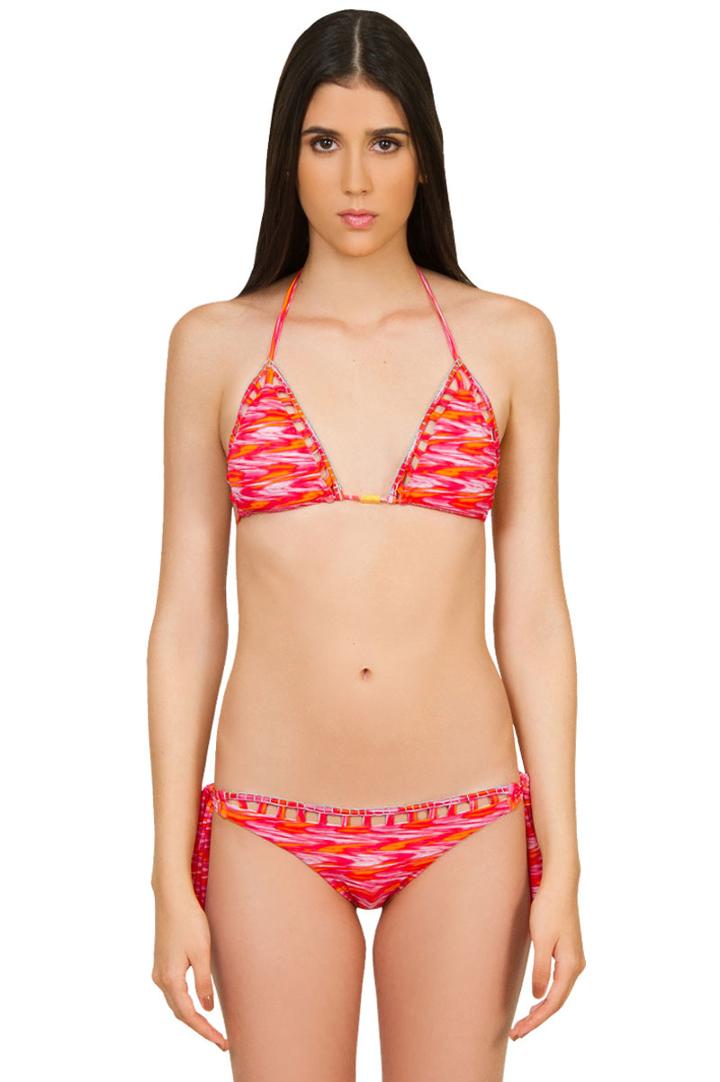 Caffe Swimwear - Lattice Top/hand Woven Bottom In Red
