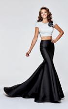 Tarik Ediz - 93113 Short Sleeve Contrast Mermaid Gown