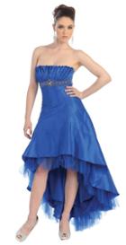May Queen - Strapless Pleated Fan Neckline High Low Dress With Tulle Underskirt Hem Mq576