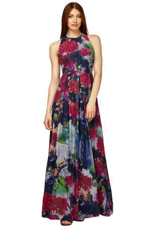 Phoebe Couture - Floral Silk Cotton Maxi Dress In Multi