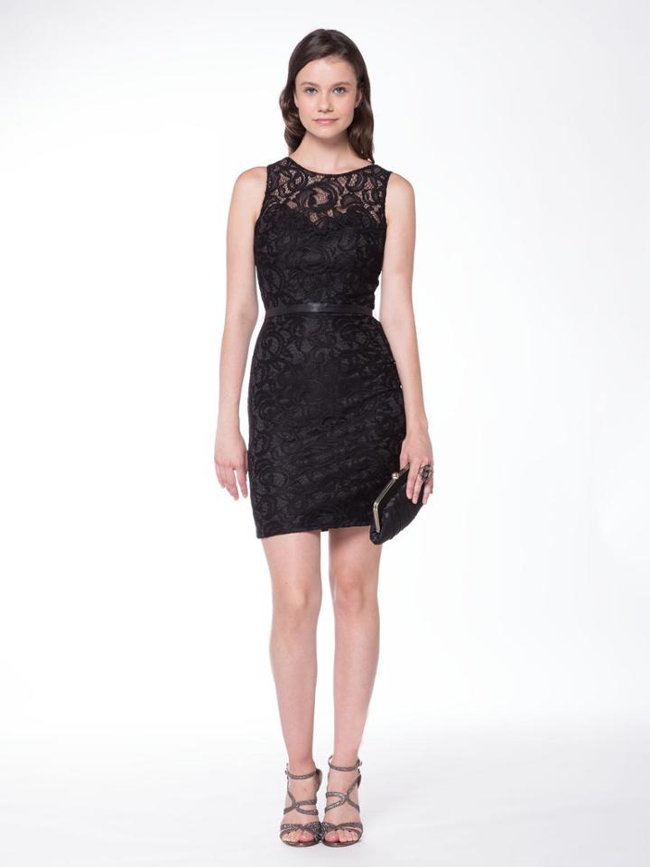 Glow By Colors - G740 Lace Overlay Cocktail Dress