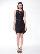 Glow By Colors - G740 Lace Overlay Cocktail Dress