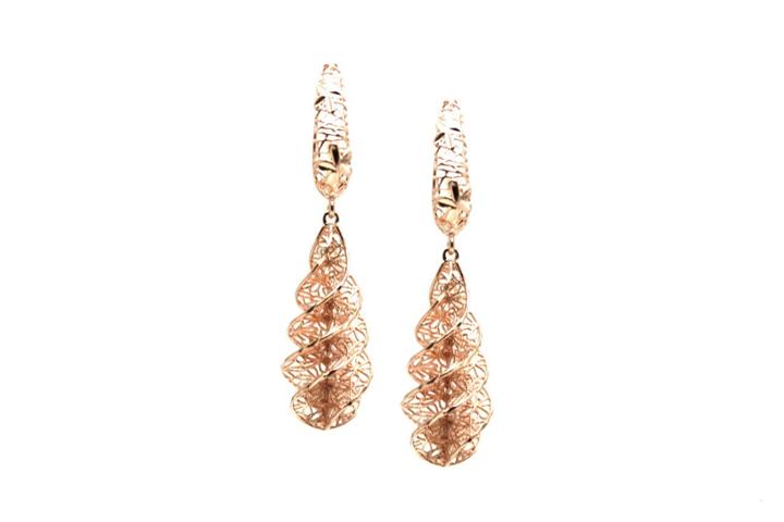 Tresor Collection - Lattice Dangling Spiral Earrings In 18k Rose Gold