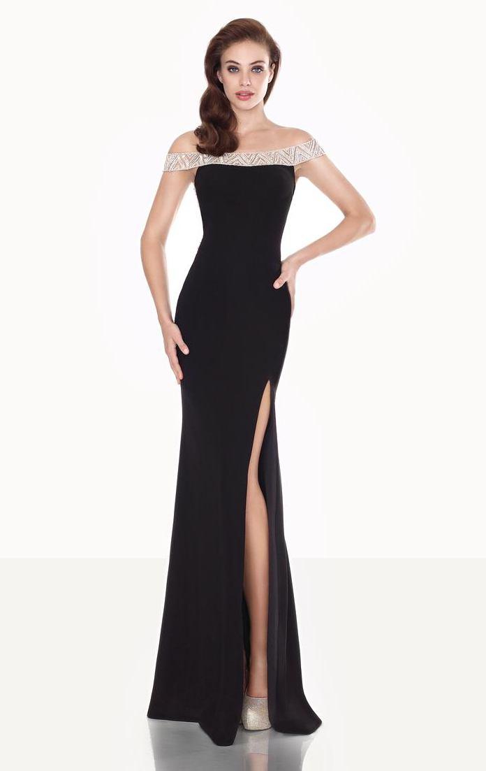 Tarik Ediz - Bejeweled Off-shoulder Gown 92672
