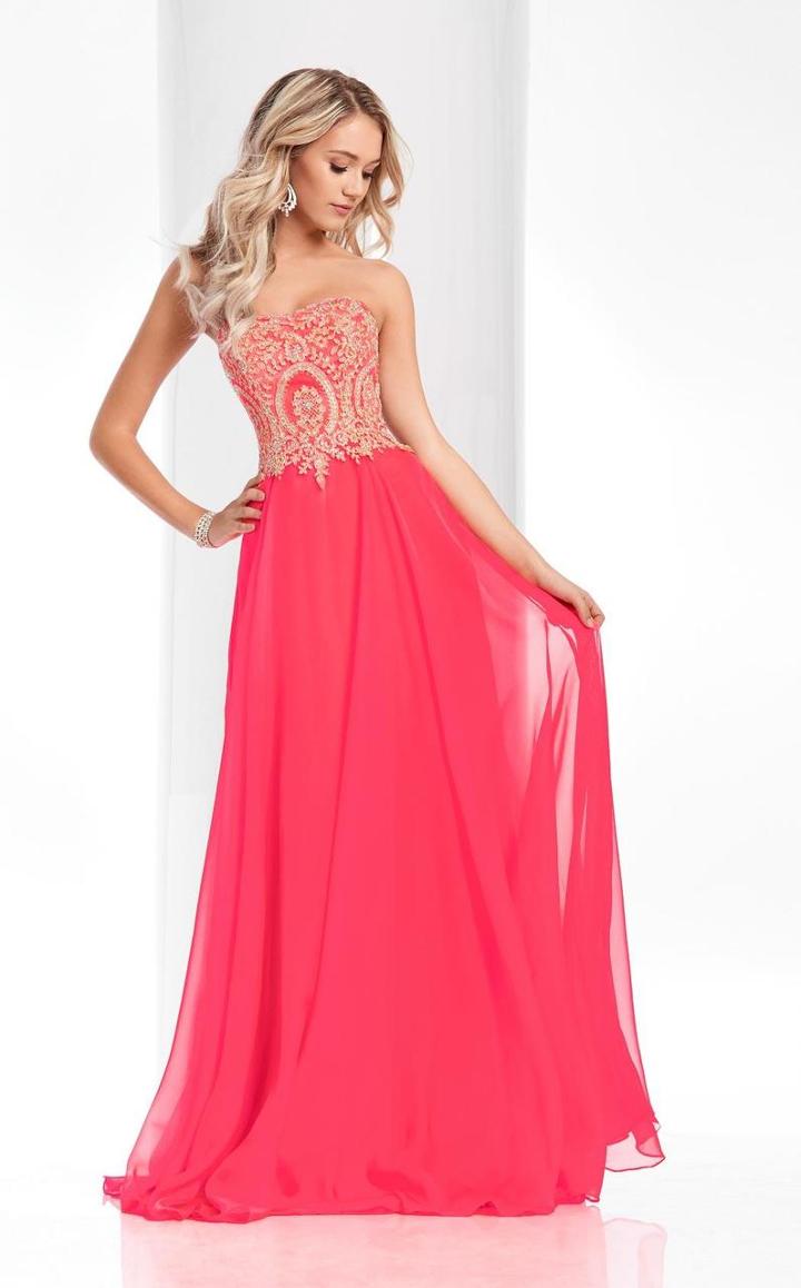 Clarisse - 3000 Gold Lace Applique Strapless Sweetheart Gown