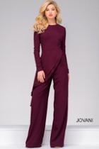 Jovani - Streamlined Jewel Jumpsuit With An Asymmetrical Flounce 48027