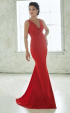Tiffany Designs - 46046 V-neck Twisted Evening Gown With Cowl Back