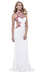 Nox Anabel - Floral Embroidered Halter Neck Jersey Dress 8322