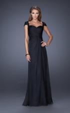 La Femme - 19143 Pretty Cap Sleeve Lace Ruched Evening Gown