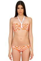Caffe Swimwear - Braided Bandeau/loop Bottom In Orange/white
