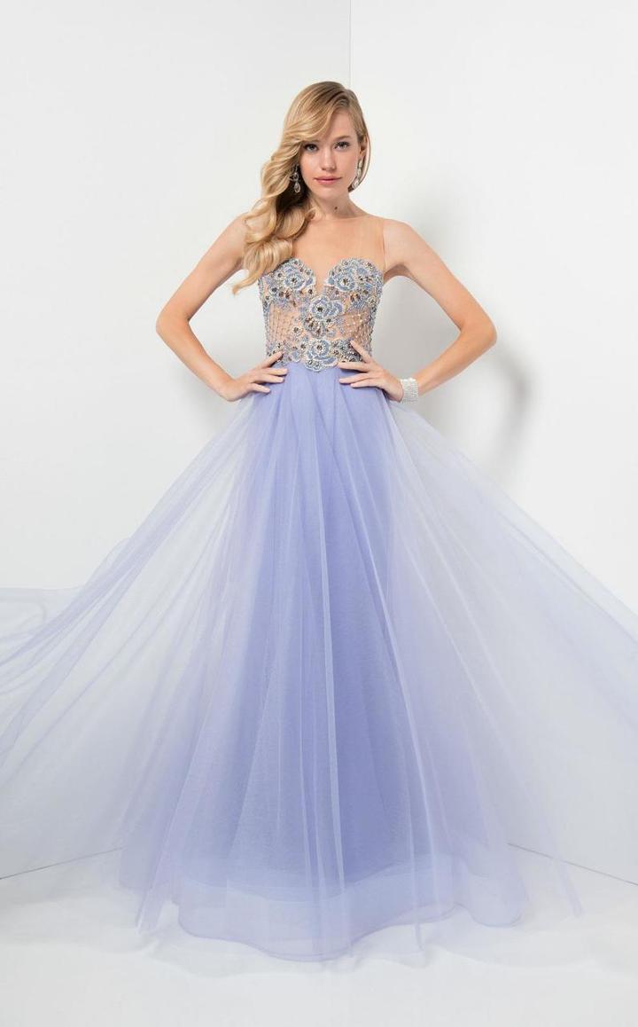 Terani Couture - Dazzling Beaded Illusion Neck Polyester A-line Gown 1712p2456