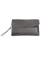 Mofe Handbags - Trifecta Woven Hand Strap Clutch Stone Grey / Genuine Leather