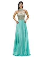 Exquisite High Halter Chiffon A-line Dress