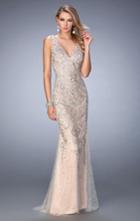Gigi - 22644 V-neck Beaded Tulle Evening Gown