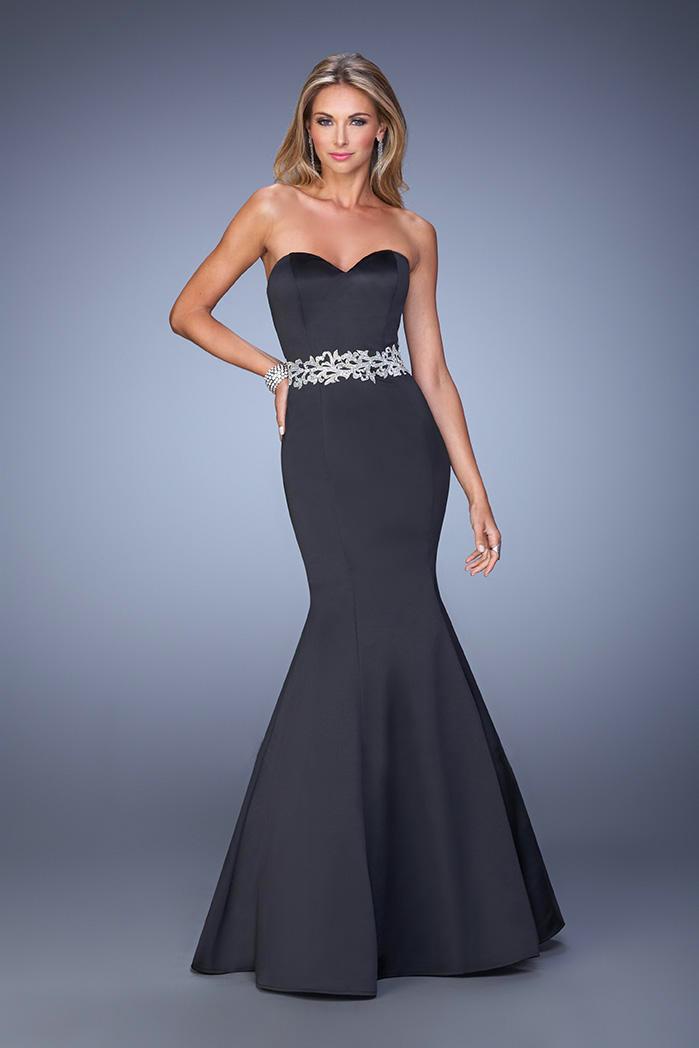 La Femme - 21432 Dazzling Strapless Satin Sweetheart Mermaid Dress