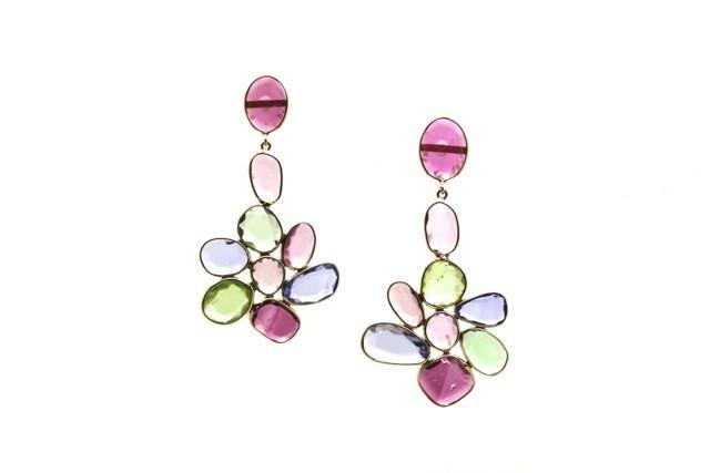Tresor Collection - Multicolor Spinel Mosaico Earrings In 18k Yellow Gold