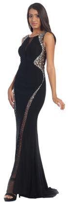 Fabulous Long Fitted Sleeveless Dress With Rhinestones On Bodice And Skirt