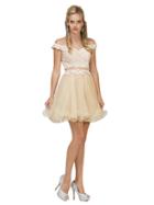 Dancing Queen - 9991 Two Piece Floral Tulle Cocktail Dress