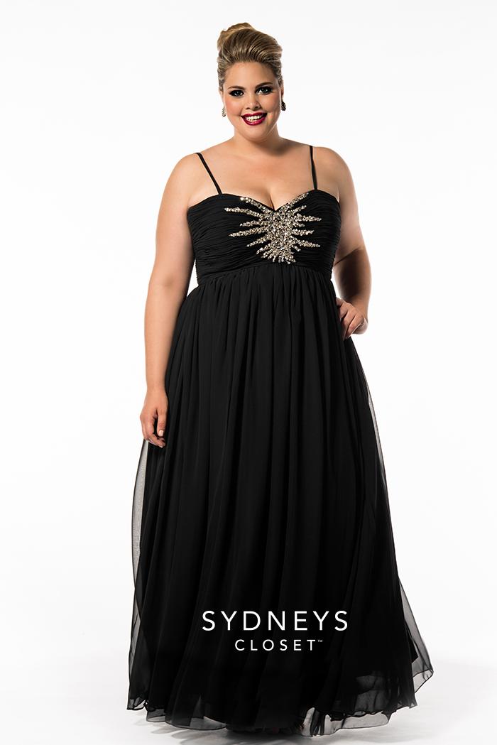 Sydney's Closet - Sc7071 Plus Size Dress In Onyx Black