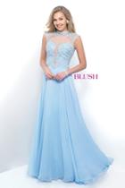 Blush - Flowing High Plunging Chiffon A-line Gown 11348