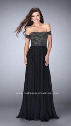 La Femme - Opulent Off-shoulder Beaded Long Evening Gown 23644