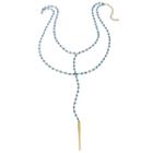 Heather Hawkins - Double Y Gemstone Necklace In Tiny Dagger W/ Blue Chalcedony