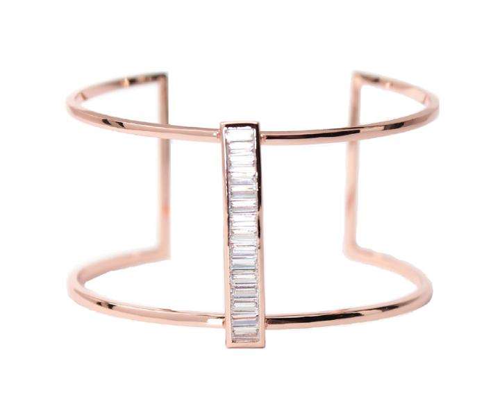 Rachael Ryen - Baguette Cuff Bracelet - Rose Gold
