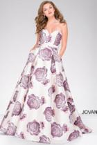 Jovani - Sweetheart Neck Floral Dress 48924