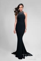 Terani Prom - Crystal And Pearl Halter Fit And Flare Prom Gown 1712p2534