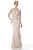 Terani Evening - Pearl Encrusted Illusion Neck Fit And Flare Mother Of The Bride Gown 1611m0628