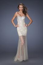 Gigi - 19947 Sparkling Nude Mini With Sheer Tulle Skirt