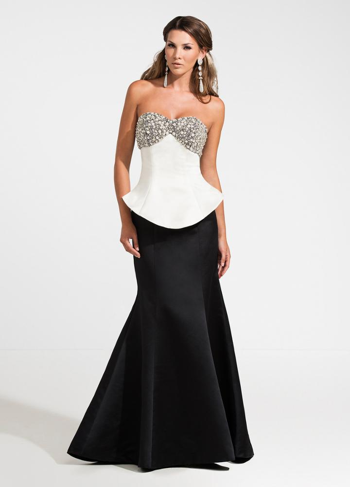 Ashley Lauren - 1112 Color Block Peplum Evening Dress